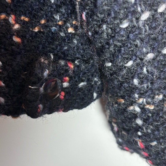 ZARA Sz S-M Trf Collection Black Plaid Wool Blend Metallic Snap Front Jacket - Picture 7 of 13